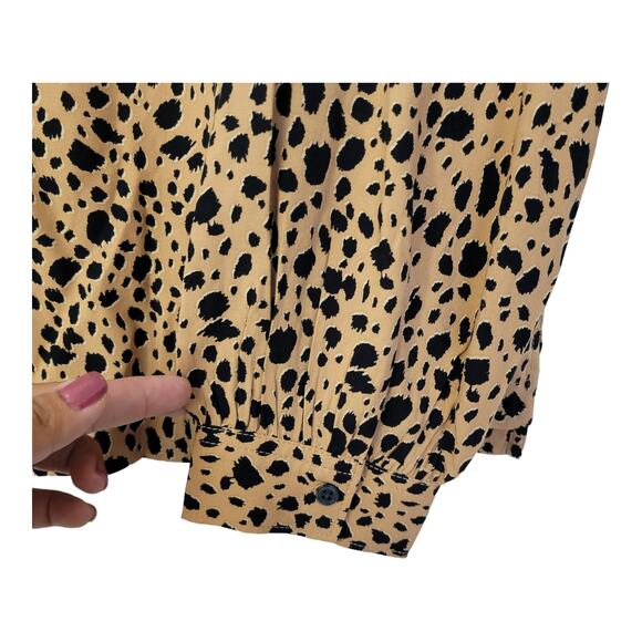 Old Navy Cheetah Split Neck Long Sleeve Blouse Women Sz M - Picture 4 of 6
